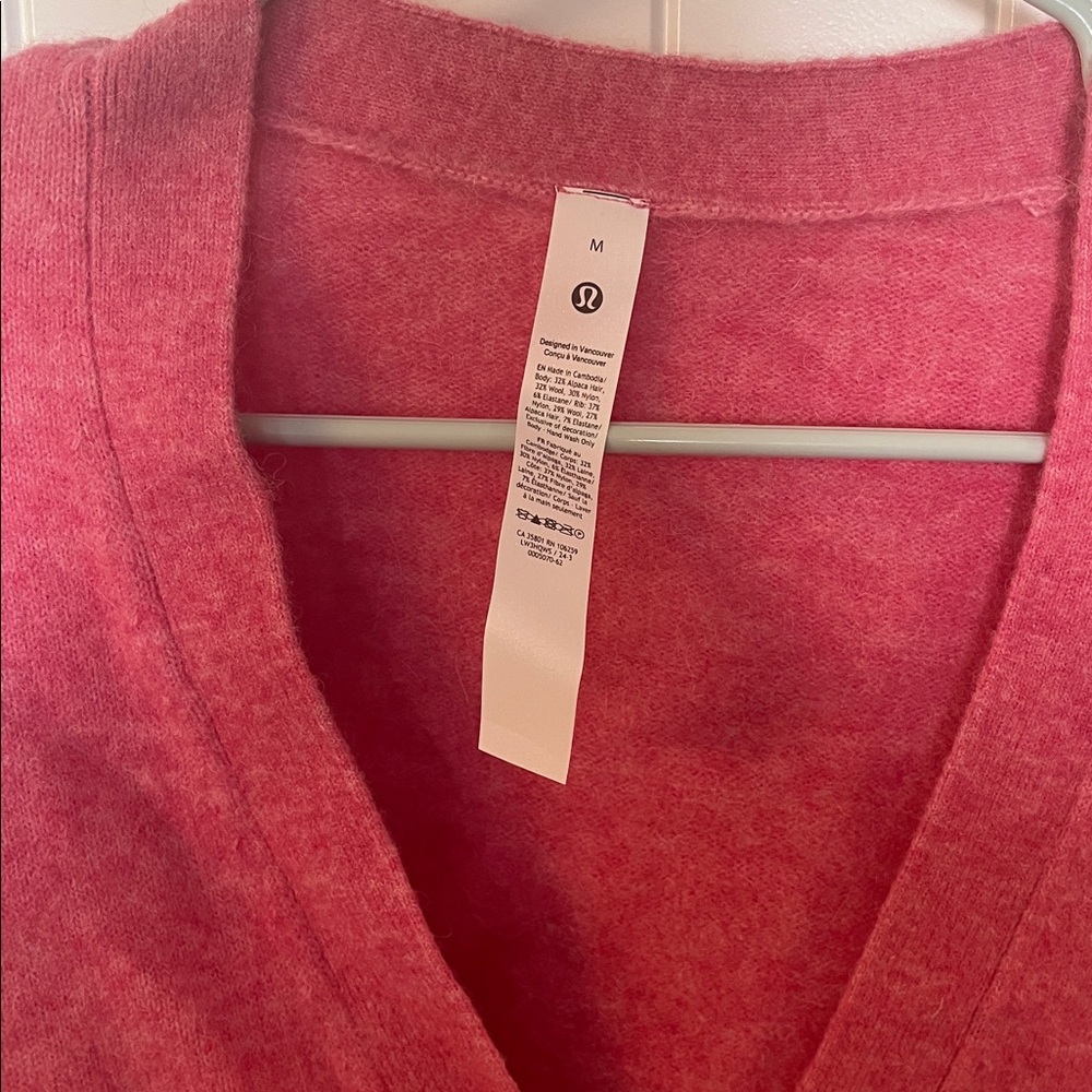 NWT Hot pink, Lululemon V-neck button up cardigan in alpaca/wool blend - Picture 3 of 8